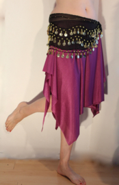 one size - Asymmetrical 6-points skirt with slits PURPLE - Jupe 6 pointes MAUVE asymmétrique, non transparante