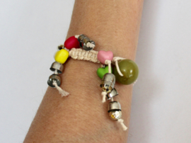 Boho Ibiza Armbandje ROOD, BLAUW, GROEN, ROZE, GEEL, macramé met hartjes en nazar hartje "The Naturals armbandje"-