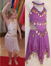 3-piece Girls Bellydance costume WHITE with or without glitter