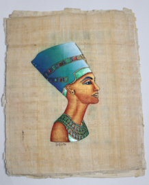 Originele Egyptische papyrus nr 10 met faraonische afbeeldingen  - Nefertete