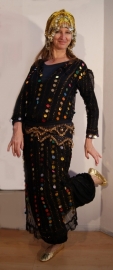 Saidi dress BLACK transparent with sparkling plastic coins and long sleeves - available in sizes XS/S and M/L/XL