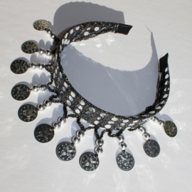 one size - Tiara SILVER, BLACK with SILVER beads and coins for ladies and girls - Serre-tête aux sequins de danse orientale ARGENTÉ NOIR
