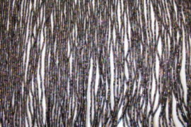1 kralenfranje glinsterend AUBERGINE OLIEGLANS voor kostuum - 22 cm high, 100 cm long - 1 piece of beaded fringe glittering DEEP PURPLE /