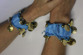 1 Muntjes armband TURQUOISE / TURKS BLAUW GOUD - Small Medium - 1 Coin bracelet TURQUOISE / TURKISH BLUE  GOLD