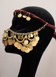 Choker Halssnoer / Enkelbandje de luxe met boogjes en muntjes GOUD kleurig - 34-35 cm