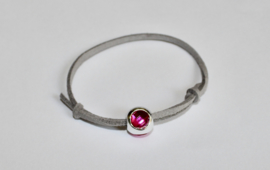 XS S size adaptable - Girls bracelet "Third Eye" Leather Lace bracelet - Bracelet copine lacet pour filles FUCHSIA ROSE, GRIS CLAIR