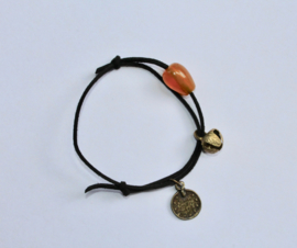 "Meditation time" Leather Lace bracelet - one size adaptable - Bracelet  charme "Bracelet méditation"