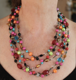 Zomers MULTICOLOR Boho Ibiza hippie chic, 5-kralenkettingen halssnoer