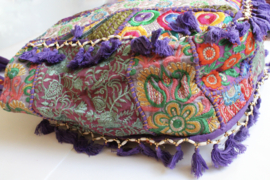 Richely embroidered and flowered Banjari Indian Bohemian Bag PURPLE1 PINK MULTICOLORED GOLD