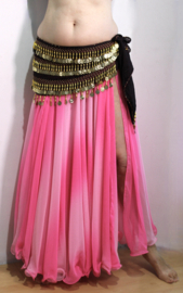 Lagen rok chiffon met 1 split en golvende zoom gradient ombré FLUO ROZE - S, M, L