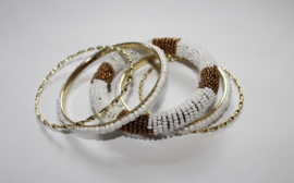 5-piece beaded bracelet set Indian Ibiza style WHITE GOLD