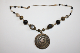 Spiral beaded necklace "We all come from the Goddess"