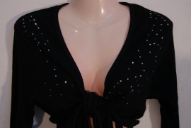 Black cotton stretch wrap and tie top, silver glitter decorated