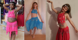 3-pce bellydance costume girl : skirt + top + headband (6-9 years)