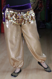 2-pce set: Shiny GOLDEN Harempants for ladies or gentlemen + matching GOLDEN scarf - one Size fits S M 36/38