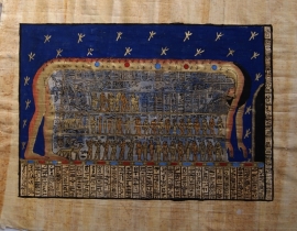 Noet / Nuit, godin van het hemelgewelf uit het Oude Egypte op origineel papyrus nr7