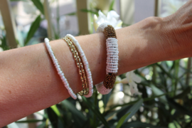 Armbanden setje 5-delig India Ibiza met kraaltjes WIT GOUD - 5-piece beaded bracelet set Indian Ibiza style WHITE GOLD