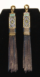 Cleopatra's Pharaonic jewelry set Farao2 - "Pharaon2" 2pce  bijoux Cléopatre : boucles d'oreilles aux chaînes fines + collier perlée