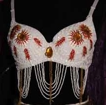 75-80 B C - Fully sequinned bra WHITE, GOLD and RED accents decorated