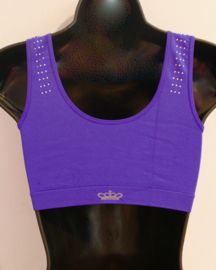 Mouwloos stretch sport topje FLUO ROZE, LICHT ROZE, FUCHSIA, WIT,  ZWART strass vlindertje - one size