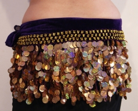 G23 - Hipbelt DEEP PURPLE, GOLDEN hologram laser sequin strings decorated