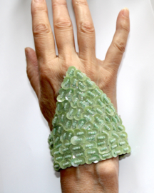 Pailletten en kralen armband MINT GROEN - 21,50 cm
