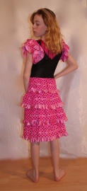 Spaanse flamenco jurk voor meisjes ROZE ROSE  met rushes - prinsessenjurk