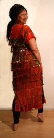 Collectors item - Khairiyya Maazin Ghaziyya fringe dress ORANGE-RED GREEN
