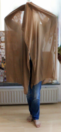 Rechthoekige chiffon sluier BEIGE LICHTBRUIN half doorzichtig, afgewerkt met GOUDdraad randje - 235 cm x 115 cm