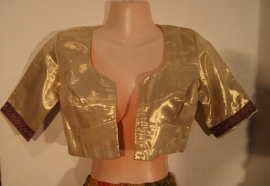 XXS, Extra Small, Small,  Petite - Bollywood Bolero Harem princess jacket GOLD short sleeves