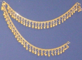 1 pair of metal anklets GOLD color - Small Medium 22-23 cm - 1 paire de Chaînes de cheville couleur DORÉ