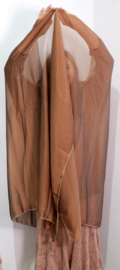 KOPER BRUINE chiffon sluier, rechthoekig met glans, afgeboord met GOUDDRAAD - 255 cm x 106 cm