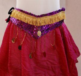 2-piece children / girls bellydance HIP BELT + pointed FUCHSIA PINK SKIRT - 4-6 y.o. - size 104/110/116