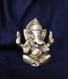 Ganesha Hindoe godheid beeldje GOUD kleurig - 7,5 cm