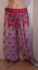 One size - Elastic waist Harempants chiffon SOFT PINK with shiny design