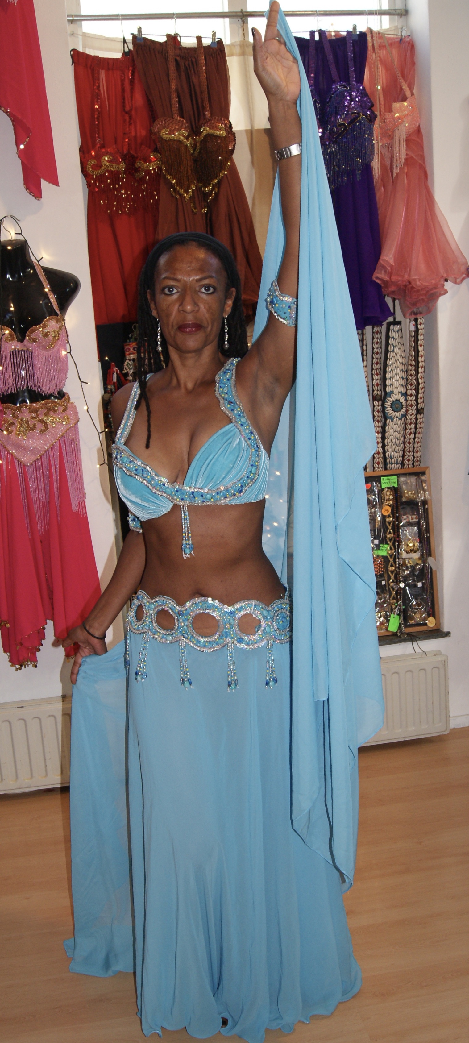 Slangenkostuum Egypte licht-turquoise/turkoois zilver - Snake costume TURQUOISE SILVER