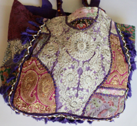 Richely embroidered and flowered Banjari Indian Bohemian Bag PURPLE1 PINK MULTICOLORED GOLD