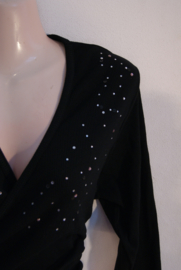 Black cotton stretch wrap and tie top, silver glitter decorated