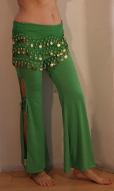 2-piece stretch set : crop top + pants with side slit and strings GREEN - 36/38 S M Small Medium