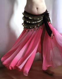 Lagen rok chiffon met 1 split en golvende zoom gradient ombré FLUO ROZE - S, M, L