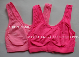 Mouwloos sportief stretch topje ROZE, FLUO NEON ROZE met wafeltjes motief- one size 36/38