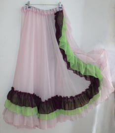 one size - High split Ruffles skirt SOFT PINK, LIME GREEN, BURGUNDY DARK RED + ruffled  Samba sleeves -