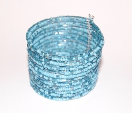 Flexibele Kraaltjes armband " Frozen " Ibiza stijl TURQUOISE LICHT BLAUW- Dames / Meisjes