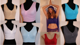 XXL / XXXL - Comfortable, sleeveless stretch bra, seamless workout stretch top OFF WHITE, BEIGE, DARK GREY, LIGHT PINK, LIGHT BLUE