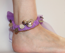 Anklet / Bracelet / Headband Bellydance, African dance LILAC PURPLE SILVER - Bracelet / Bande de cheville / Bande cheveux aux sequins et Sonnettes Clochettes Couleur LILAS ARGENT