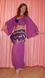 Saroual - One Size - Harempants PLUM color PURPLE chiffon slightly transparent