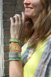1 Flexibele Kraaltjes armband "Ibiza chique" stijl Faraonisch ZILVER kleur - 1 Flexible Beaded bracelet Ibiza fashion style Pharaonic SILVER color