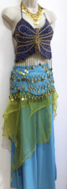 YELLOWISH GREEN, asymmetrical, pointed skirt with elastic waistline - one size fits XS, S, M size 34/36/38