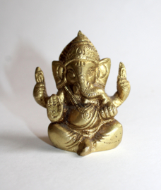 Ganesha Hindoe godheid beeldje messing GOUD kleurig - 7,5 cm hoog