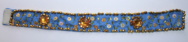 2-piece set : Choker Textile necklace BLUE GOLD + upperarm bracelet